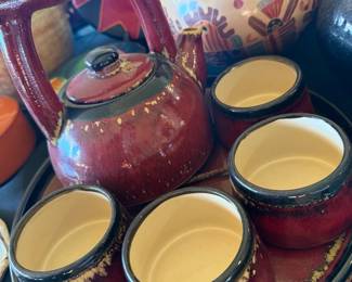 ASIAN DISTRESSED CERAMIC TEA SET