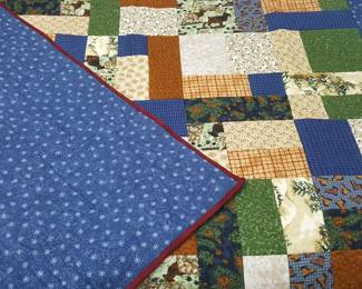Handmade Patchwork Quilt - Woodland, Elk, Snowy Pines
