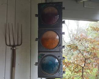 Vintage Traffic Signal (Mounted in Cement Block)