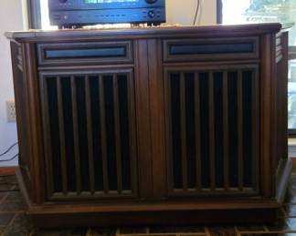 Vintage Wood Stereo Console Cabinet