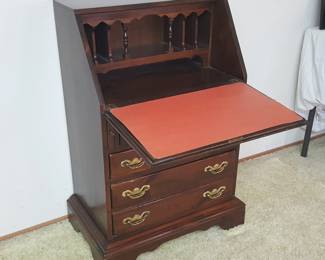Vintage Slant-Front Secretary Desk / Writing Chest – Solid Wood, Brass Hardware