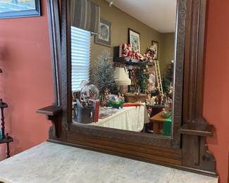 Eastlake marble-top dresser with tall mirror