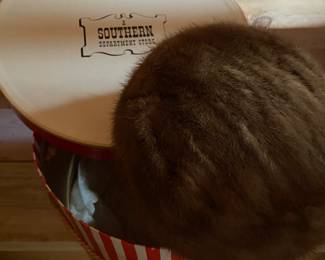 Southern Department Store vintage hat box and vintage fur hat
