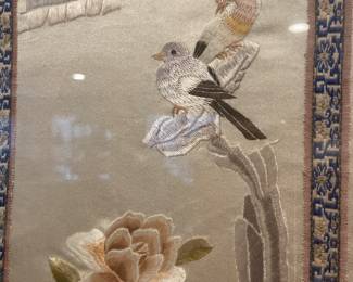 Asian art embroidery on silk