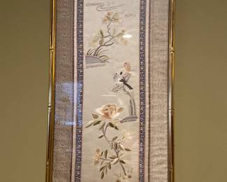 Asian art embroidery on silk