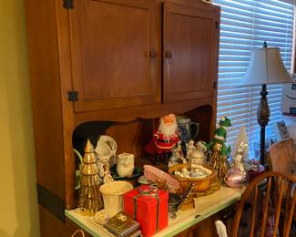 Antique Hoosier cabinet and decor