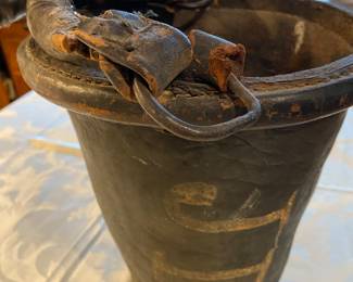 Antique leather bucket