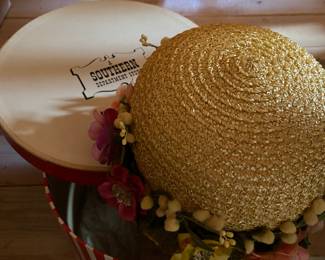 Southern Department Store hat box and vintage straw hat