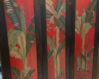 Stunning three panel wooden painted room screen