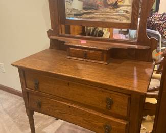 Vintage oak dresser with mirror