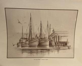 Artwork by Shirley Hogge, local artist, "The County Wharf"