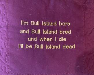 Kathy's favorite saying embroidered on a pillow