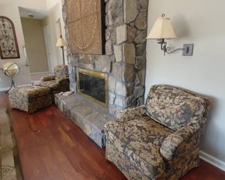 Pair of Sherrill chairs with an ottoman