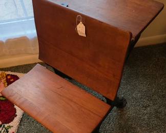 Antique School Desk w/ Ink Well