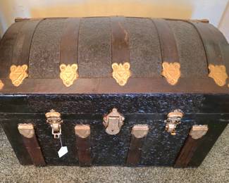 Vintage Humpback Steamer Trunk