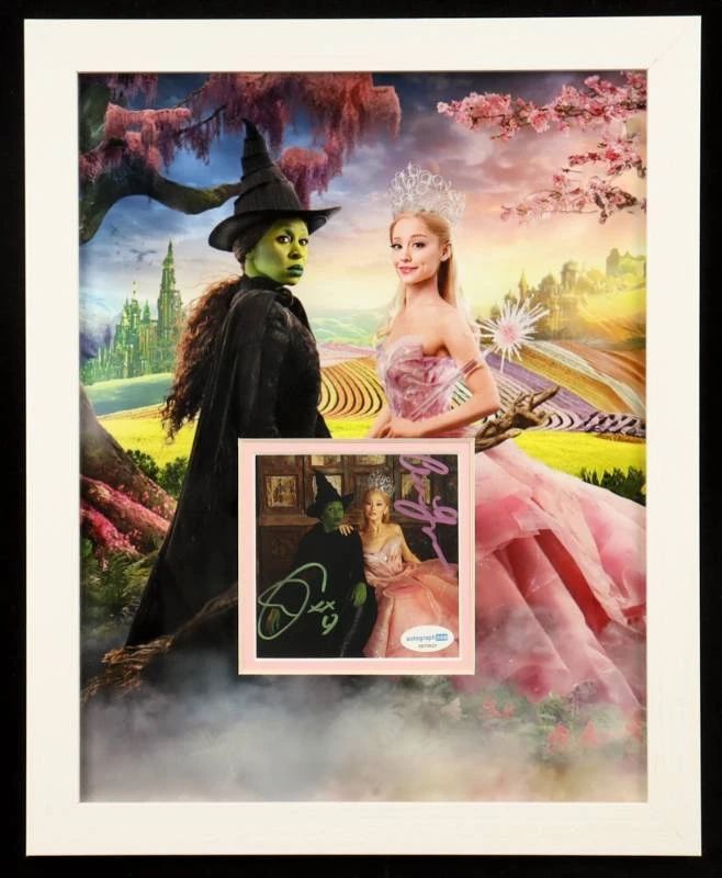 Ariana Grande & Cynthia Erivo Signed Custom Framed "Wicked Soundtrack" CD Album Insert Display