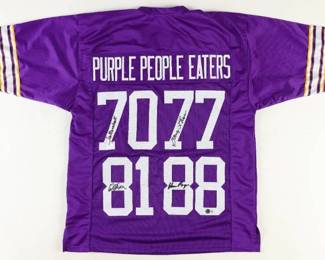 "Purple People Eaters" Jersey Signed by (4) with Alan Page, Carl Eller, Jim Marshall, & Gary Larsen