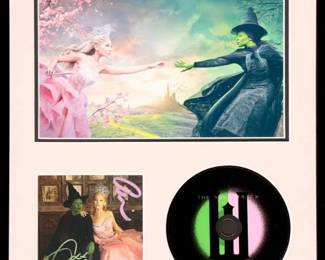 Ariana Grande & Cynthia Erivo Signed "Wicked" Custom Matted Soundtrack Display