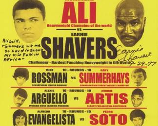 Earnie Shavers Signed 8x10 Replica 1977 Fight Poster vs. Muhammad Ali With Multiple Inscriptions
