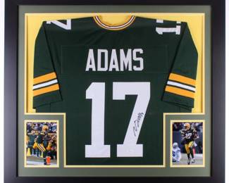 Davante Adams Signed Packers 31x35 Custom Framed Jersey