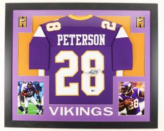 Adrian Peterson Signed Custom Framed Jersey Display