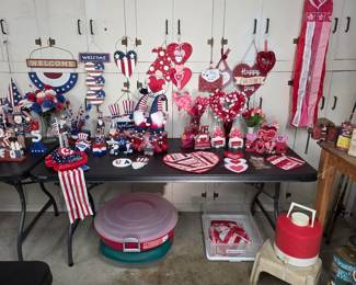 Patriotic, 4th of July, and Valentine's Day decorations