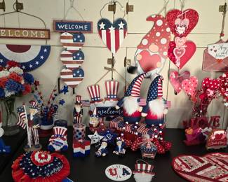 Patriotic, 4th of July, and Valentine's Day decorations