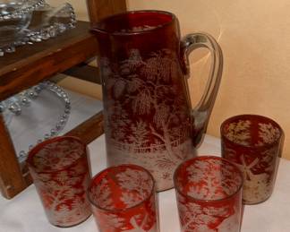 Rebecca Japanese Irish rub stained five piece water set