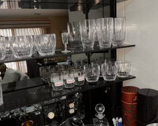 Acrylic and glass drinking glasses