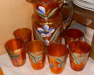 Fenton Marigold carnival Glass Set