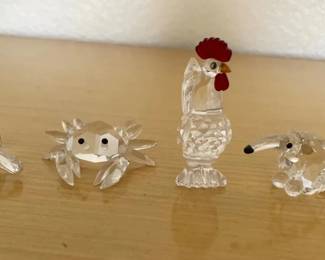 HKF301 - Swarovski Crystal Collectibles - “Anteater”, “Playing Beagle”, “Cockerel “, & “Crab”