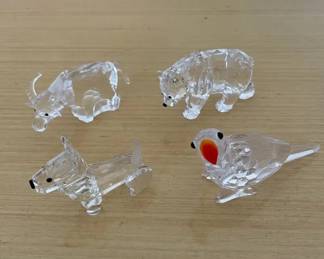 HKF359 - Swarovski Crystal Collectibles - "Scots Terrier", "Zodiac Ox", "Bear", & "Parrot"