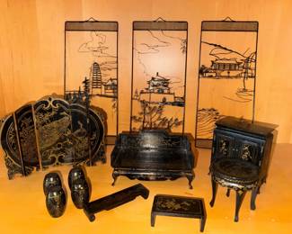 HKF176 - Asian Metal Art Frames & Doll furniture set