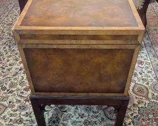 HKF148- Yew Wood Burl Chest On Mahogany Stand 