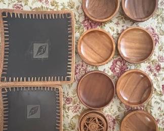 HKF025 Hand Carved Bowls And Coasters 