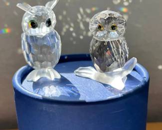 HKF349- Swarovski Crystal Collectibles, “Feathered Beauties” Owls