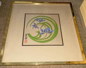 HKF022 - "Blue Iris" Silkscreen Painting by Harris G. Strong