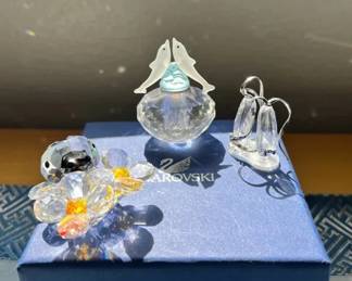 HKF351- Three Swarovski Crystals: “Ladybug On Flower”, “Anna’s Ballet Shoes”, & “Crystal Falcon”