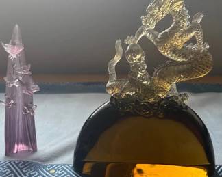 HKF273 Glass Dragon With Butterfly’s On A Branch 