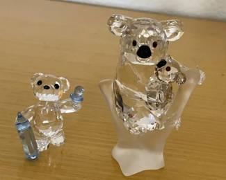 HKF337 - Swarovski Crystal Collectibles -" Baby Boy Bear" & "Mother/Baby Koala"