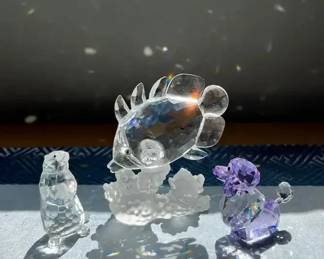 HKF384- Swarovski Crystal Collectibles, “Butterfly Fish”, “Lovelots Violetta”, & “Marmot”
