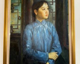 HKF012 Framed Painting of "Young Girl in Blue"