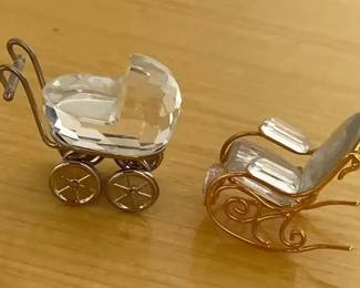 HKF234 - Swarovski Crystal Collectibles - “Pram” & “Rocking Chair”