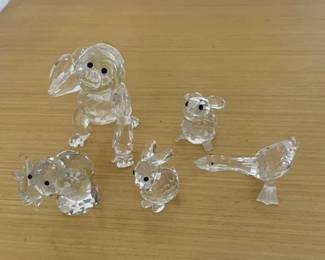 HKF382 - Swarovski Crystal Collectibles - "Young Gorilla", "Mouse", "Elephant", "Goose", "Bunny" 