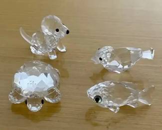 HKF252 - Swarovski Crystal Collectibles - “Turtle”, “Goldfish”, “Sparrow”, “Beagle”