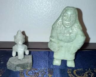 HKF296 Two Hand-Carved Jade Figures from Guatemala
