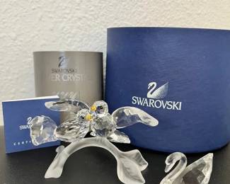 HKF383- Swarovski Crystal Collectibles, “Turtledoves” & “Signum Swan”