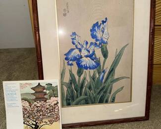 HKF127 "Blue Irises" Woodblock Print by Eiichi Kotozuka