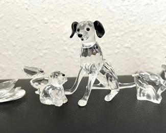 HKF379- Swarovski Crystal Dog, W/ Mini: Goat, Puppy, Pelican, & Goat