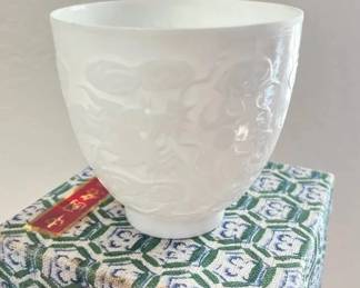 HKF317- 20th Century Chinese White “Suet Jade” Porcelain Teacup 